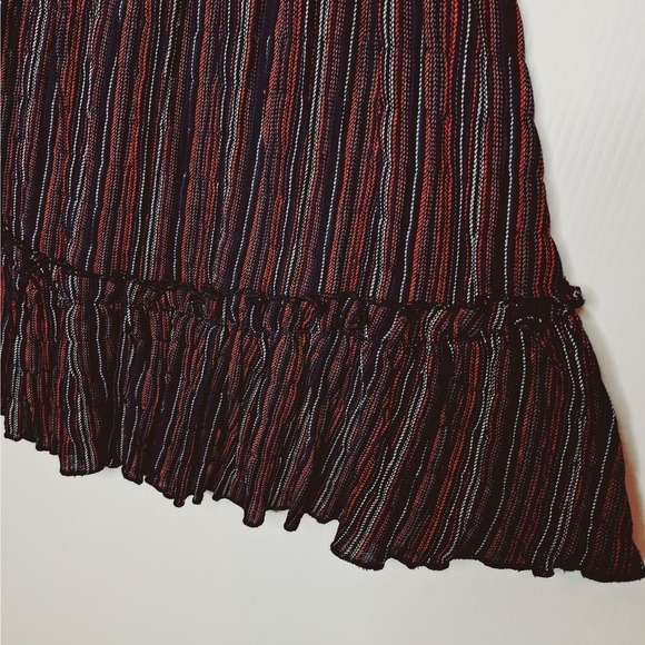 Moon River Smocked Tiered Off Shoulder Mini Dress XS Peasant Red White Blue Boho - Picture 4 of 11